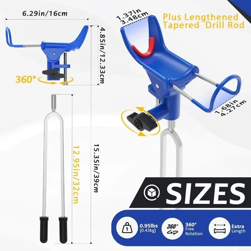 Support de canne à pêche réglable 360° - Support pliable avec pointe pour pêche de la carpe et du silure