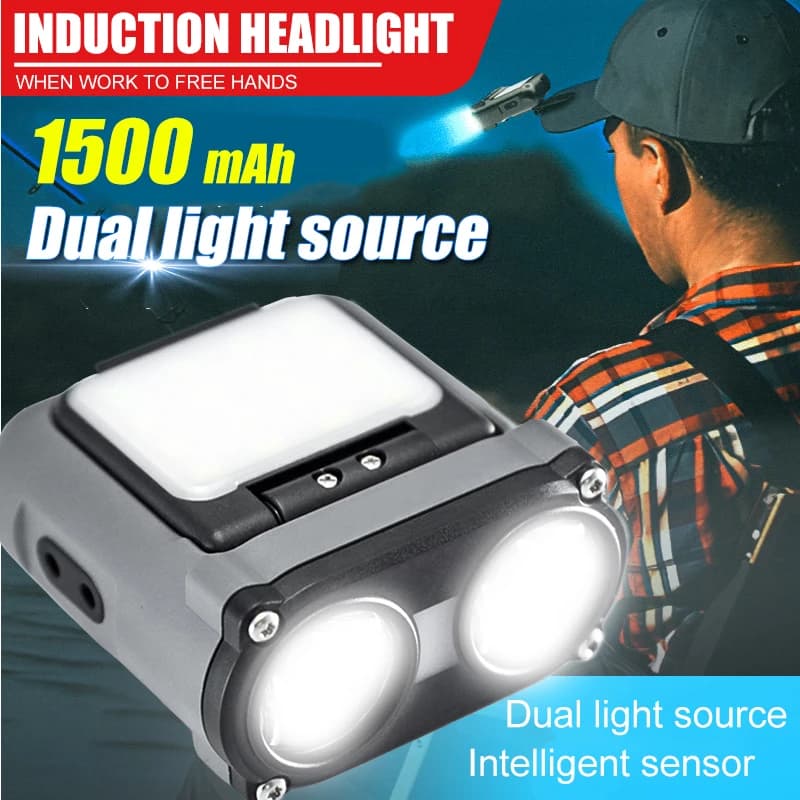 Lampe frontale hibou rotative rechargeable Type-C pêche chasse vélo lumière avant LED portable