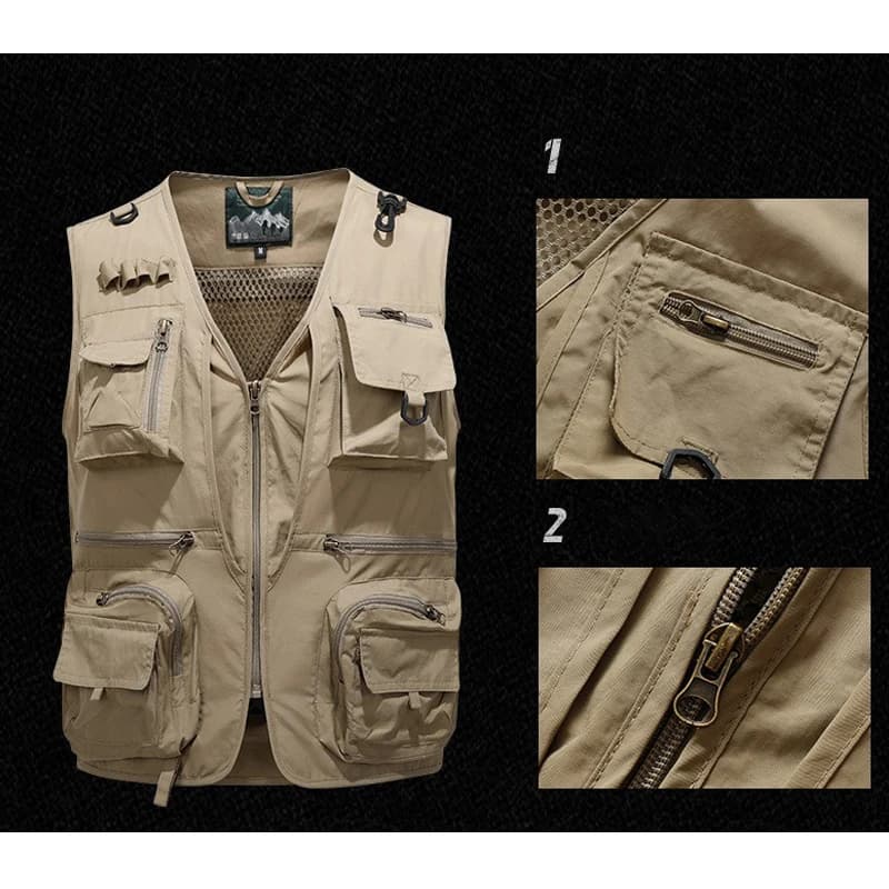 Veste sans manches légère et respirante pour la pêche avec multiples poches, taille plus 5XL