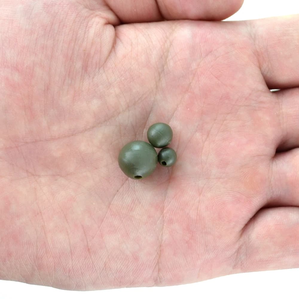 20 perles amortisseuses en caoutchouc vert pour pêche à la carpe - Perles souples AG131 pour montage