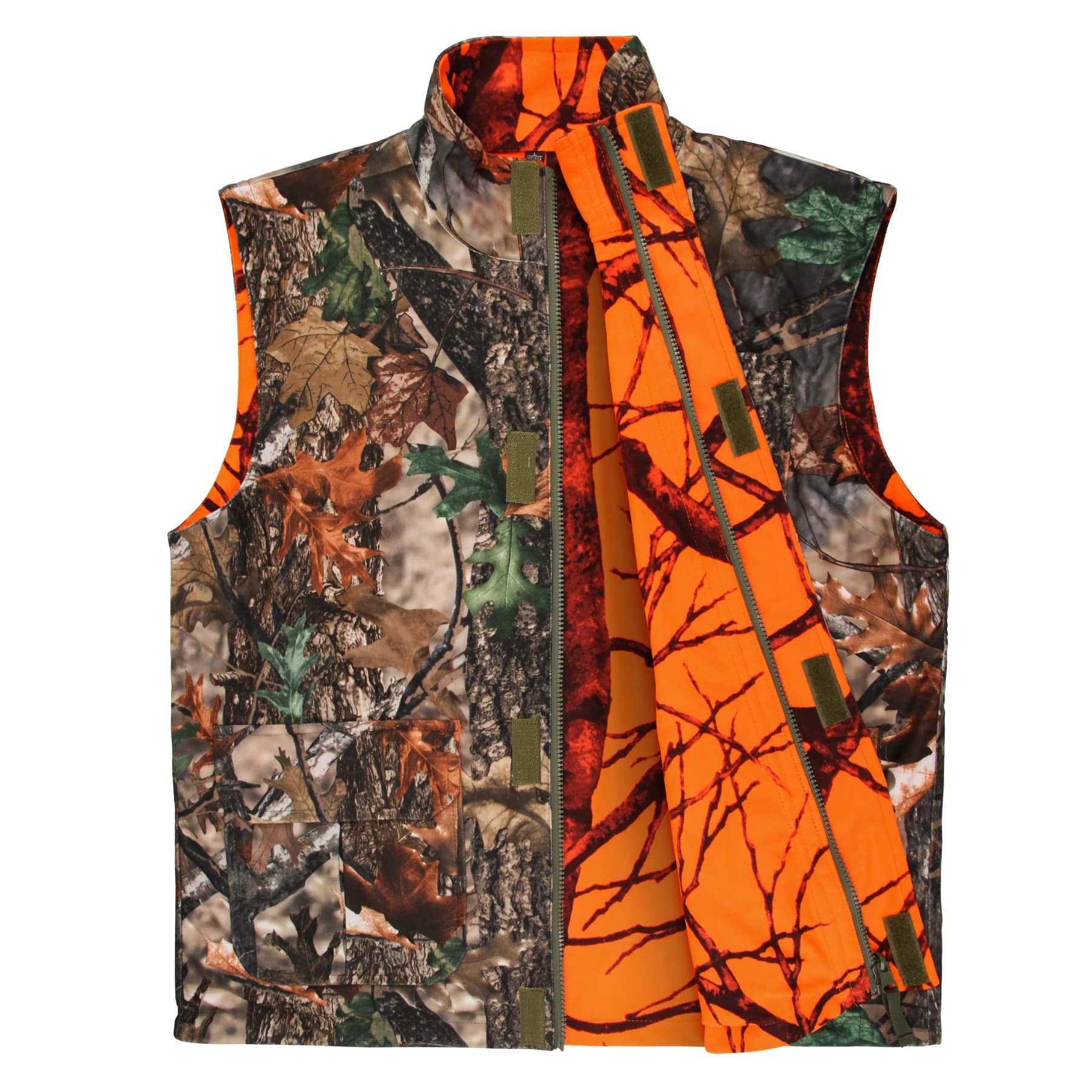 Veste de chasse camouflage orange GUGULUZA - Veste polaire pêche randonnée sans manches