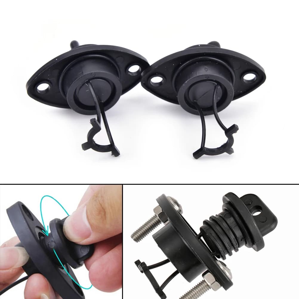 Kit 2 bouchons de vidange universels pour kayak, canoë et petit bateau, vis et bouchons étanches