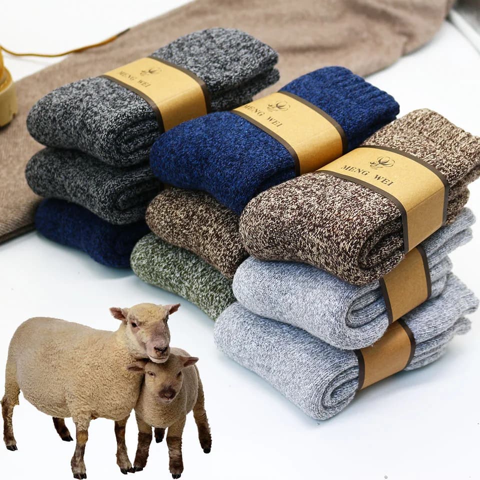 Chaussettes hiver homme laine mérinos extra épaisses - Confort chaud rétro pour pêche en eau froide
