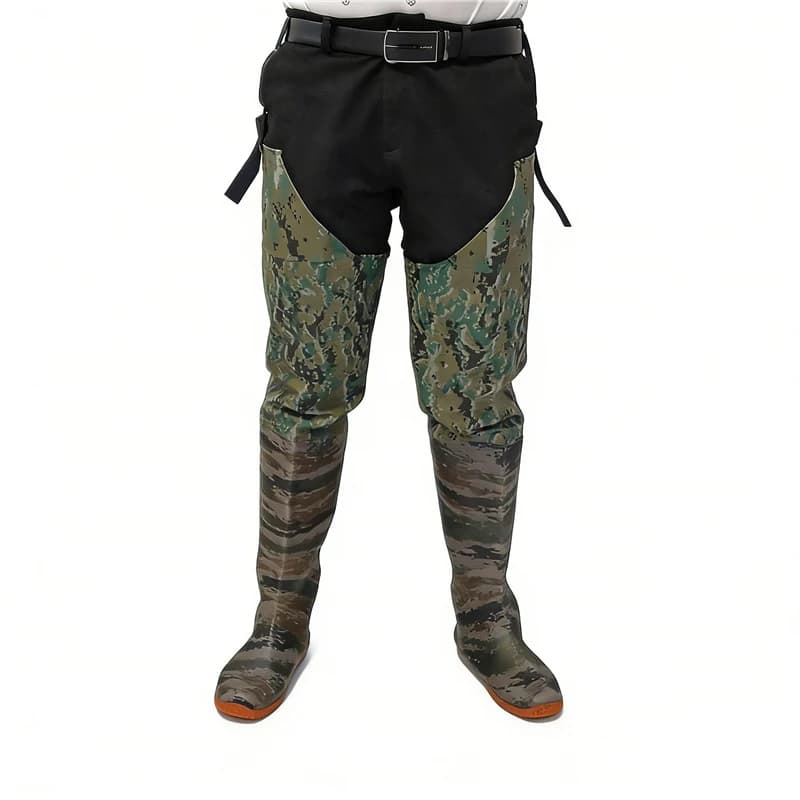 Waders pêche camouflage numérique hauteur cuisse - Bottes wading antidérapantes imperméables étang plage