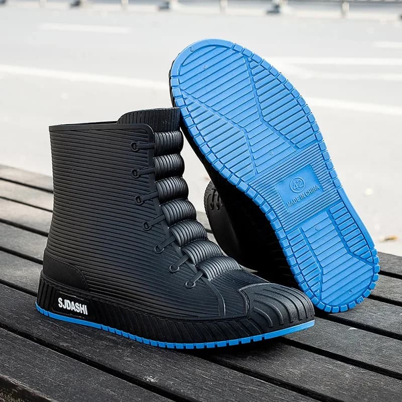 Bottes de pluie courtes anti-dérapantes homme - Style tendance pour pêche, cuisine et lavage auto