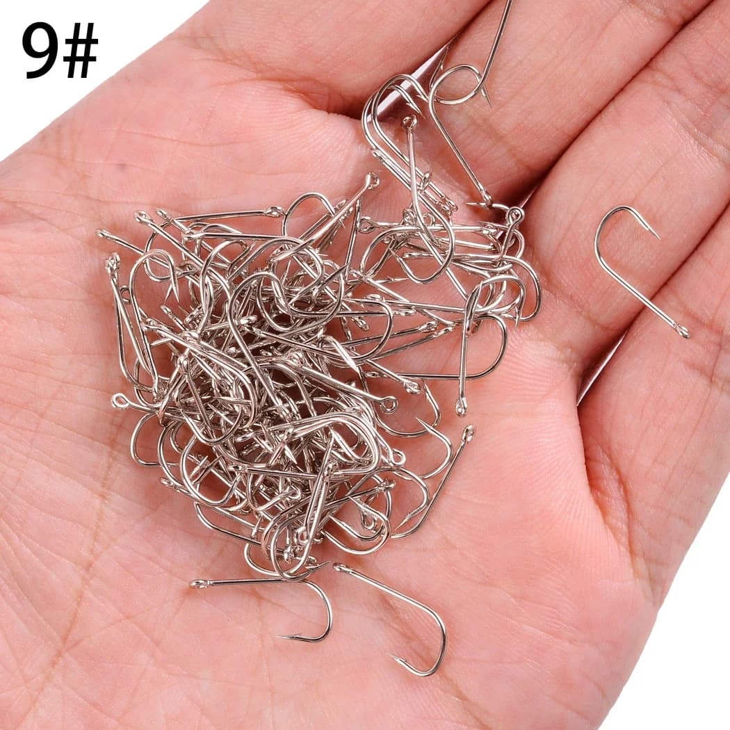 Hameçons de pêche 100 pièces acier inoxydable extra-longs Owner pour mer et rivière - Boîte de rangement