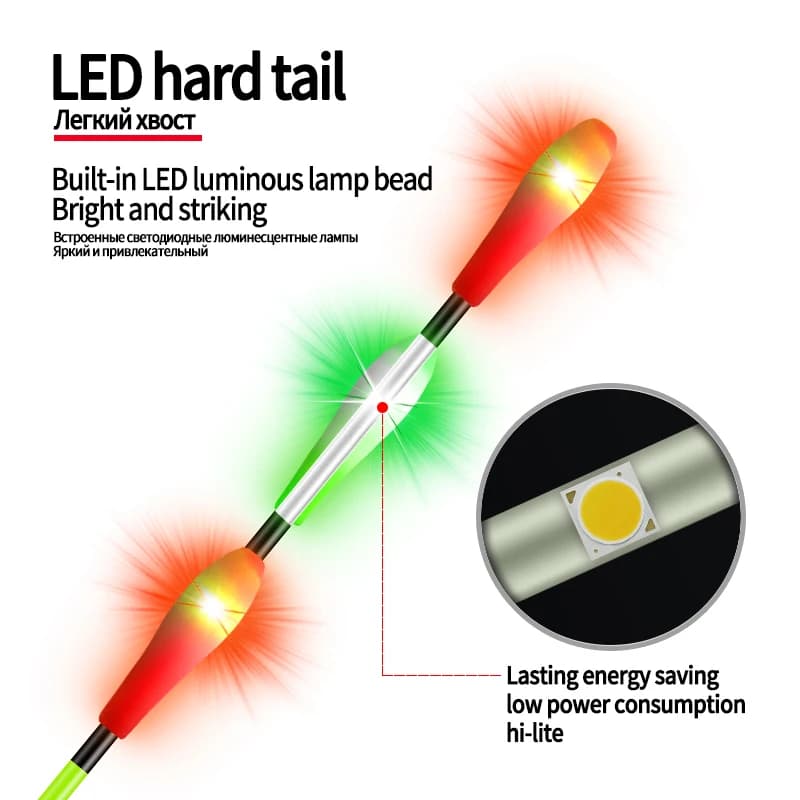 Queue lumineuse électrique à capteur gravité pour flotteur de pêche LED couleur changeante