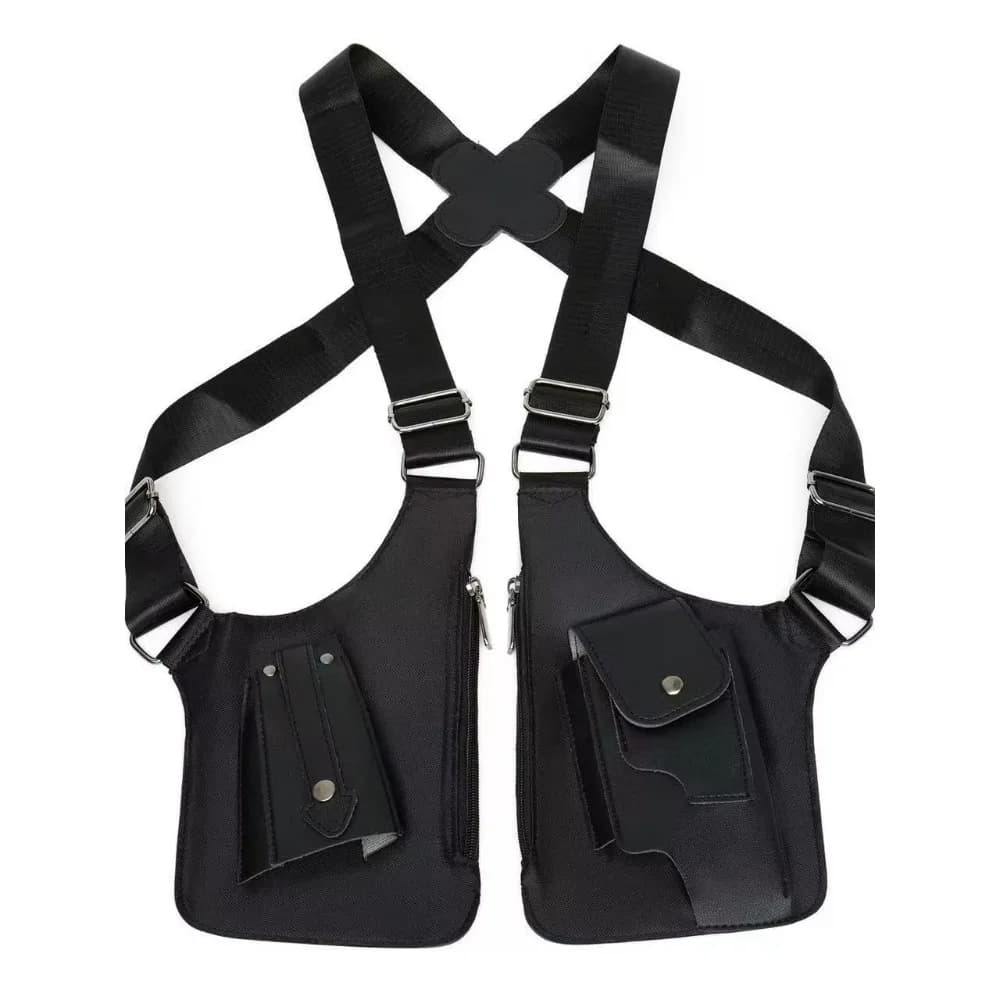 Sac pêche tactique étanche anti-vol double bretelles - Multi-poches polyvalent homme - PU imperméable