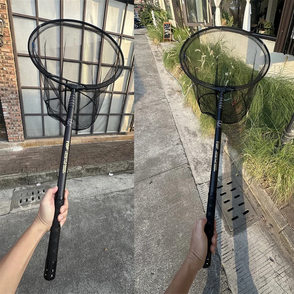 Filet de pêche portable MBLN ultra-léger 414g, manche carbone 328cm et tête aluminium pour atterrissage