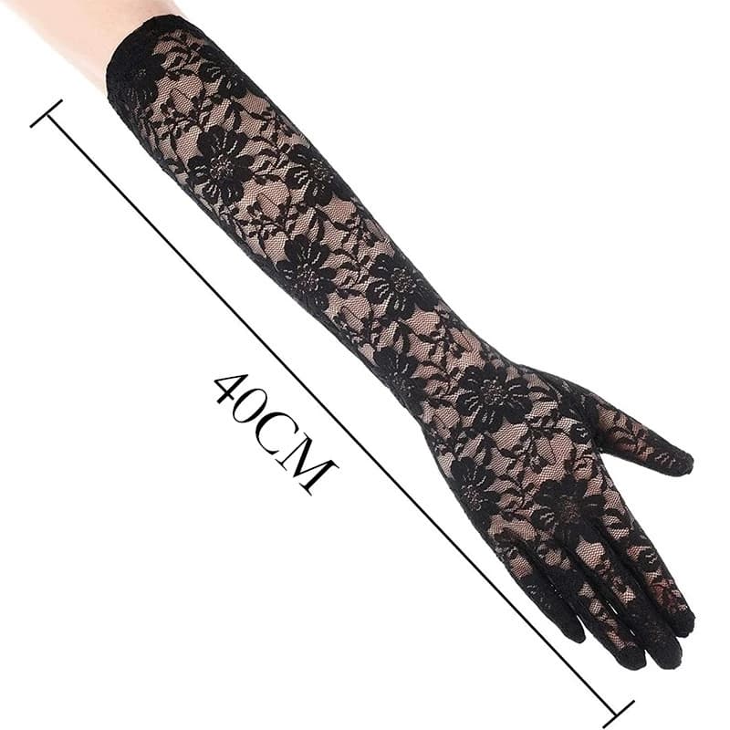 Gants filet pêche femme avec nœud papillon dentelle ruffle sans doigts blancs protection UV style JK Lolita