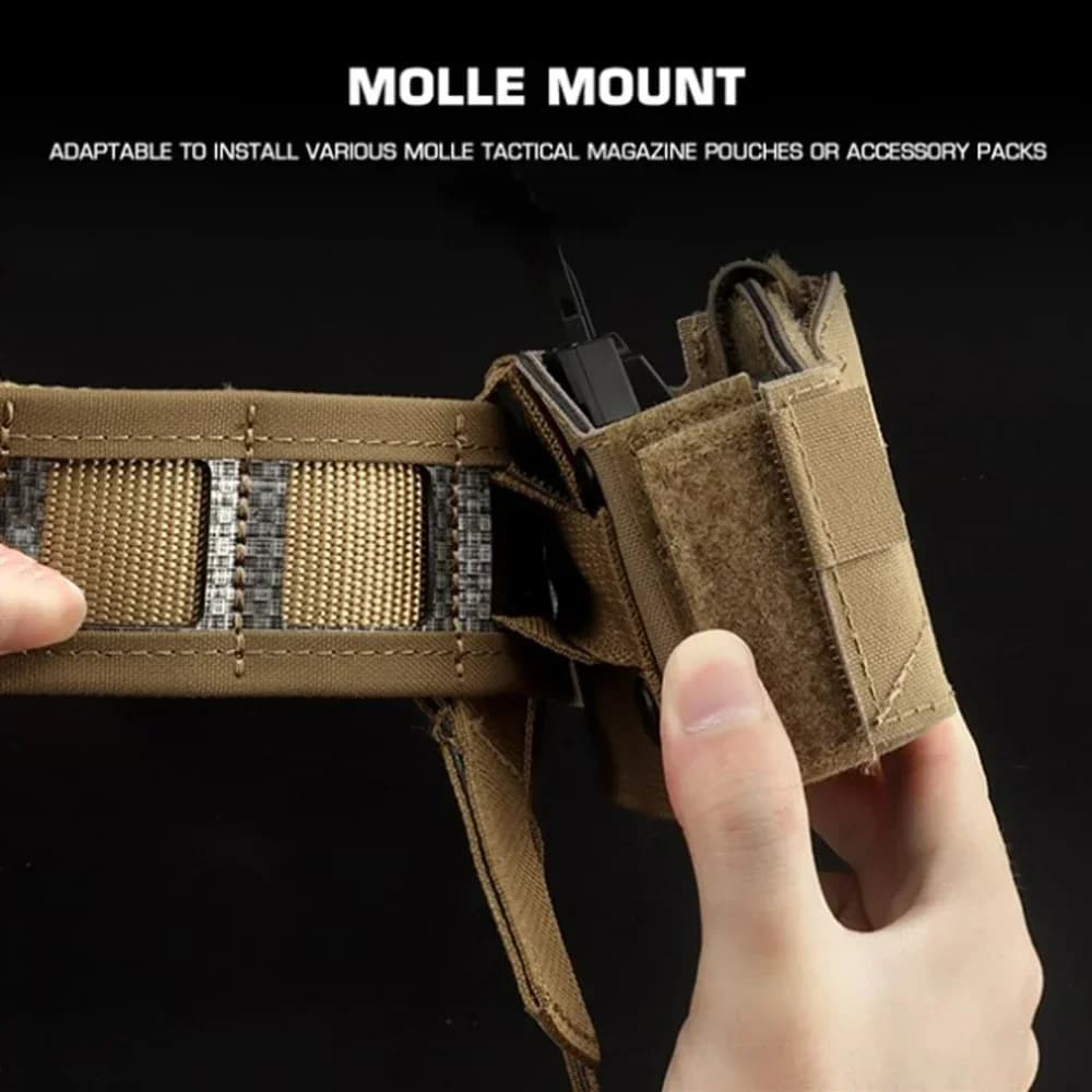 Ceinture tactique Molle 3 en 1 avec boucle métallique rapide pour pêche et airsoft