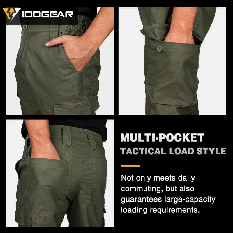 Pantalon tactique IDOGEAR pêche escalade outdoor cargo vert ranger multi-poches