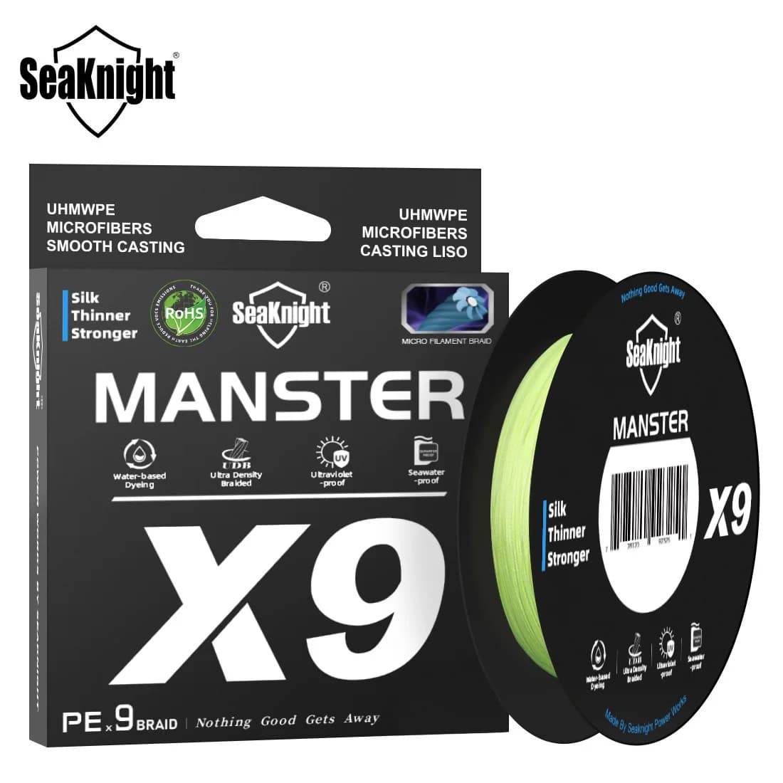 Ligne SeaKnight X9 150M-300M 9 brins - Technologie de teinture à l'eau pour pêche en mer ultra-fine et résistante