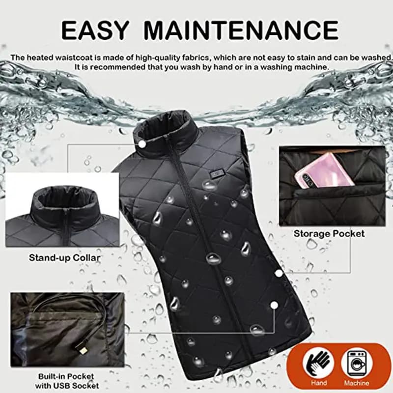 Veste chauffante femme pêche hiver 9 zones chauffantes graphene veste électrique USB camping