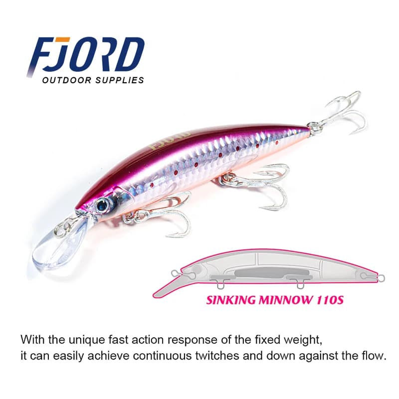 Leurres minnow coulants FJORD 37g 29g 17g pour lancer longue distance - Jerkbaits mer eau douce pêche gros carnassiers