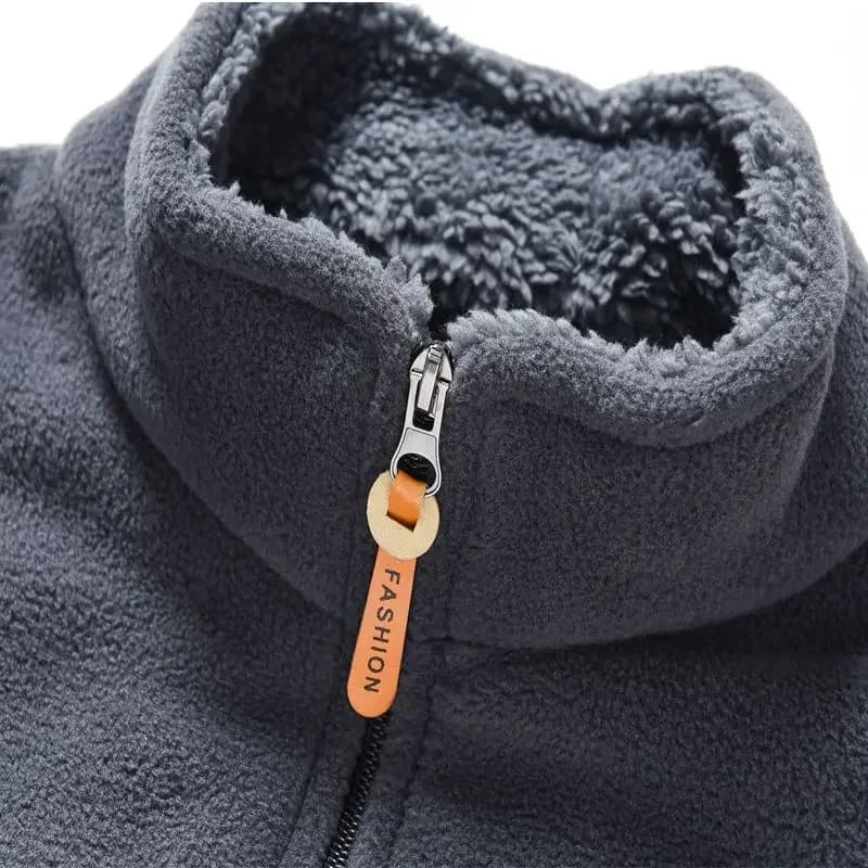 Veste polaire épaisse col montant homme - Manteau doublé polaire coupe-vent froid extérieur