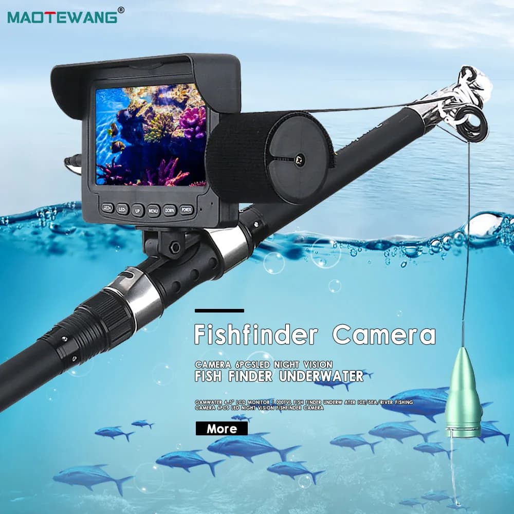 Détecteur poissons hiver GAMWATER 4.3" 1000TVL 6 LEDs vision nocturne - Caméra pêche glace/mer/rivière