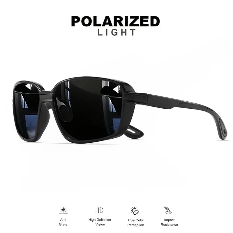 Lunettes de pêche polarisées sport carrées oversize - Protection UV400, ajustement enveloppant pour pêcheurs