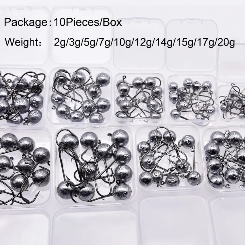 Hameçons pêche leurres souples MrLurion, têtes rondes 1g à 20g pour carnassiers, acier carbone