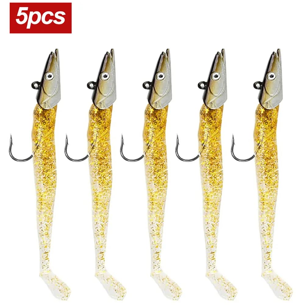 5 Leurres Souples avec Cuillère 10g/11cm - Wobblers Artificiels pour Pêche au Jig