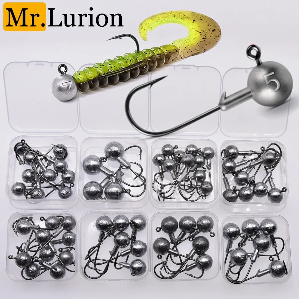 Têtes plombées MrLurion 1-20g - Plombs ronds pour leurres souples et pêche verticale jigging