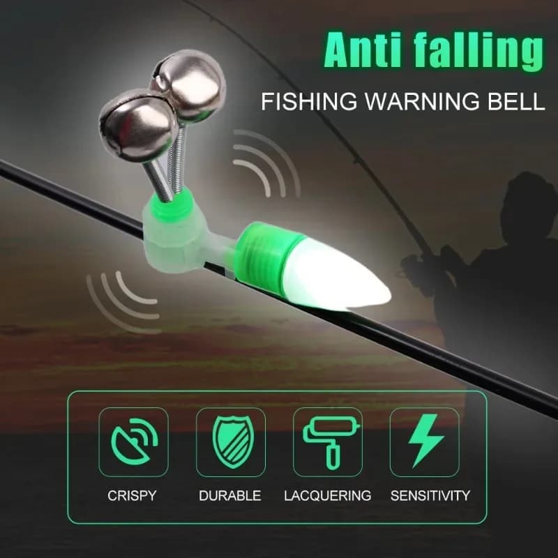 Alarme de touche LED pour pêche de nuit - 8 pièces avec clips et pinces pour canne à pêche