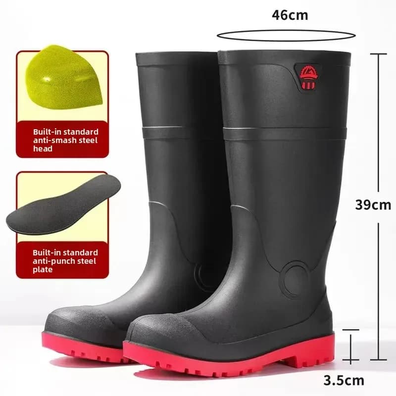 Bottes de travail hautes à embout d'acier pour pêche industrielle et conditions extrêmes antidérapantes