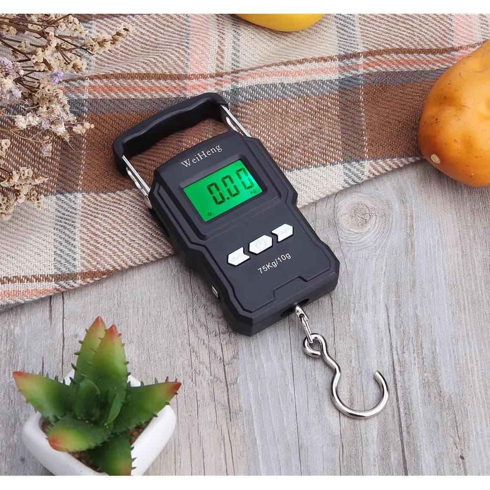 Balance pêche numérique ESPLB 75kg/10g avec mètre ruban intégré - Pèse-électronique portable rétroéclairé