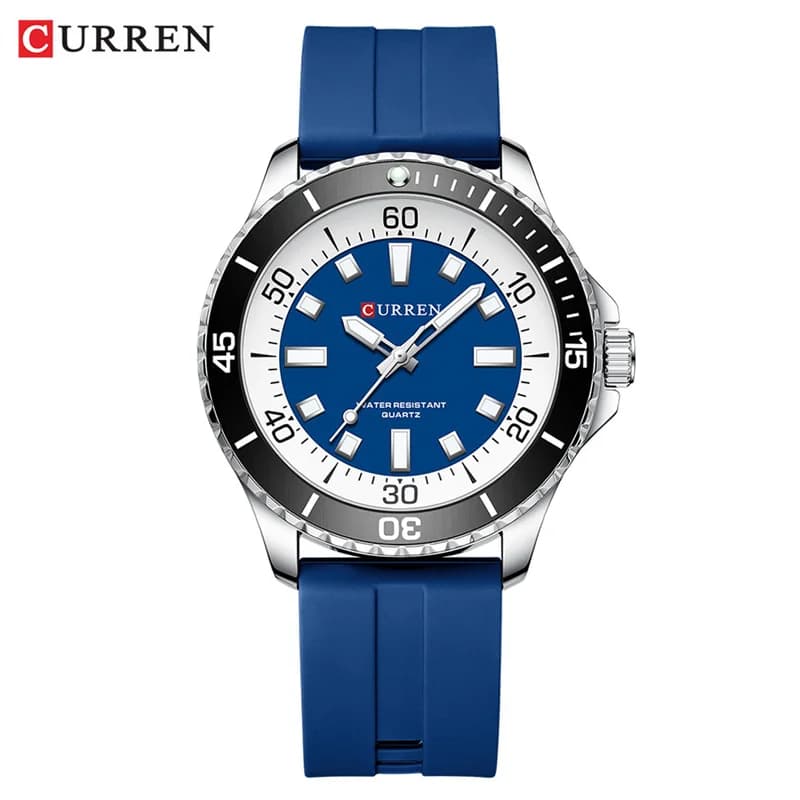 Montre étanche unisexe quartz bracelet silicone luminescente ronde pour pêche extérieure