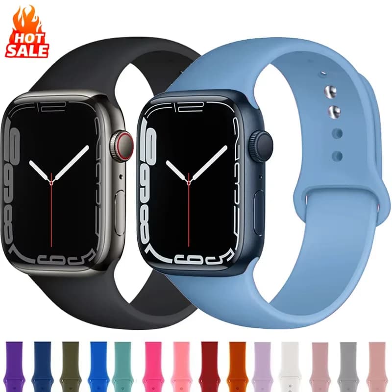 Bracelet silicone sport pour Apple Watch - Compatible toutes séries iWatch pêche étanche
