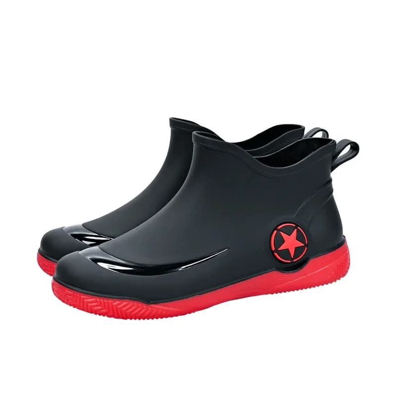 Bottes de pluie mode homme basse sans lacets antidérapantes pêche confort PVC