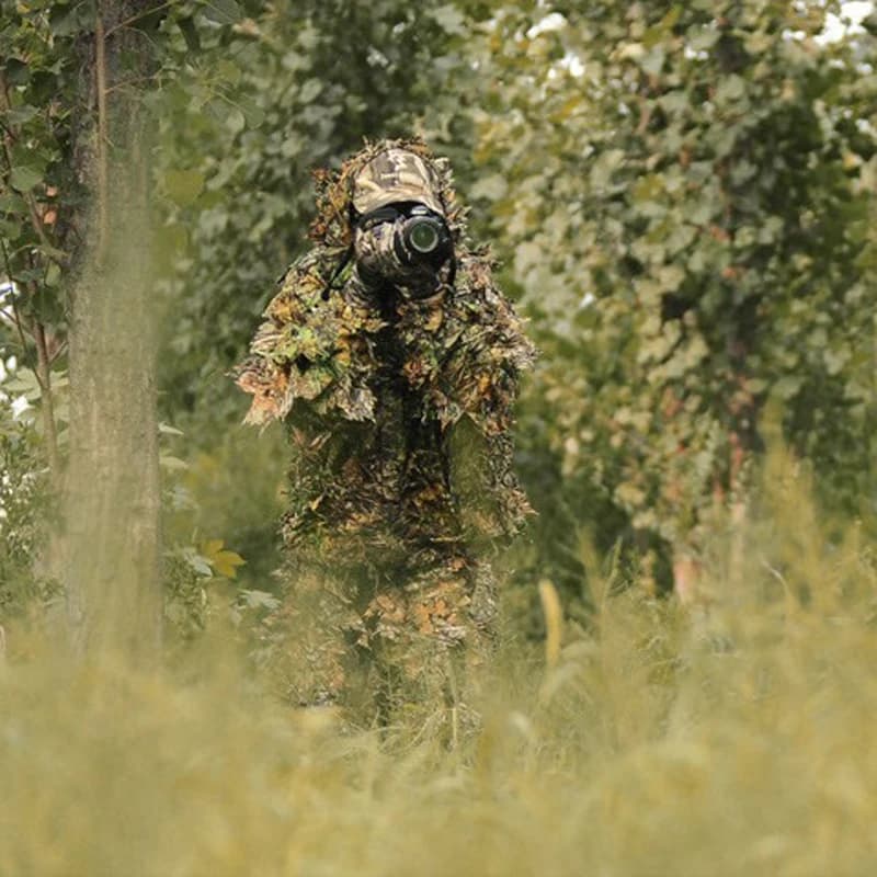 Combinaison camouflage biomimétique feuille d'érable été pour pêche et chasse - Veste et pantalon respirants
