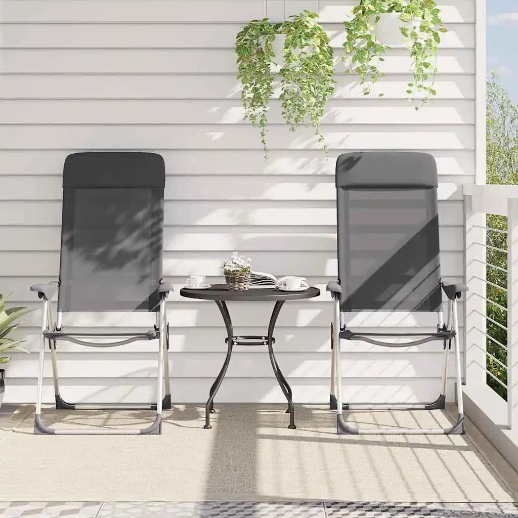Lot 4 chaises camping pliables grises aluminium légères durables stables pour pêche, chasse et voyage