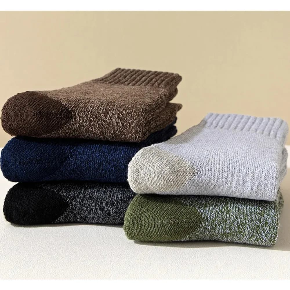 5 paires chaussettes randonnée laine mérinos super épaisses temps froid pêche hivernale