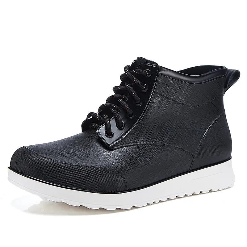 Bottes de pluie lacées homme extérieur anti-dérapantes étanches couple cheville plateforme