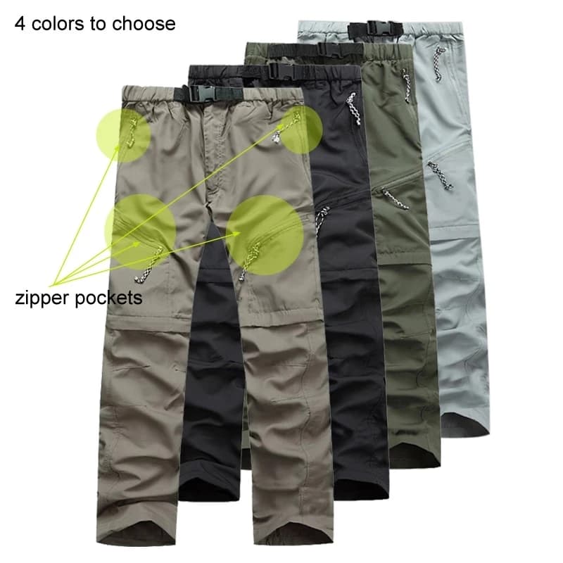 Pantalon cargo détachable homme été séchage rapide pour pêche et activités nautiques