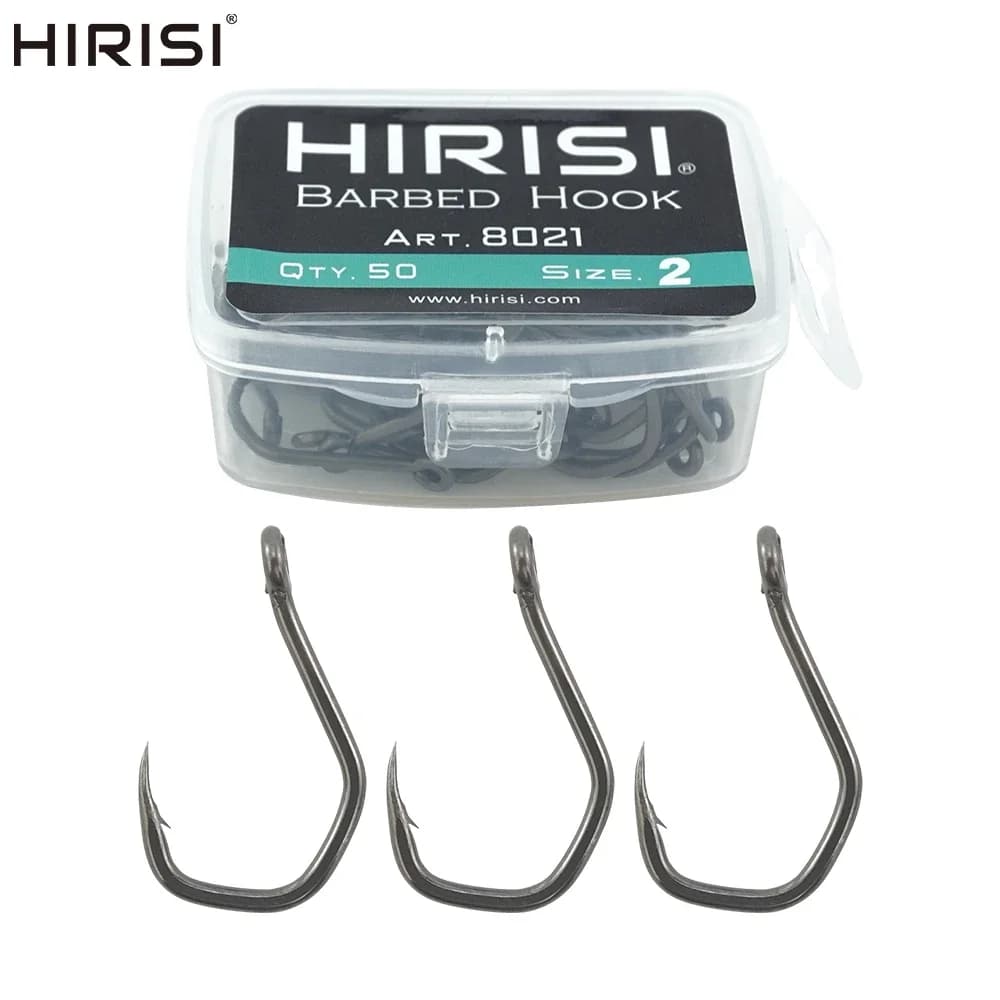 50 hameçons PTFE acier inoxydable haute carbone Hirisi - Hameçons barbelés avec œillet pour accessoires pêche