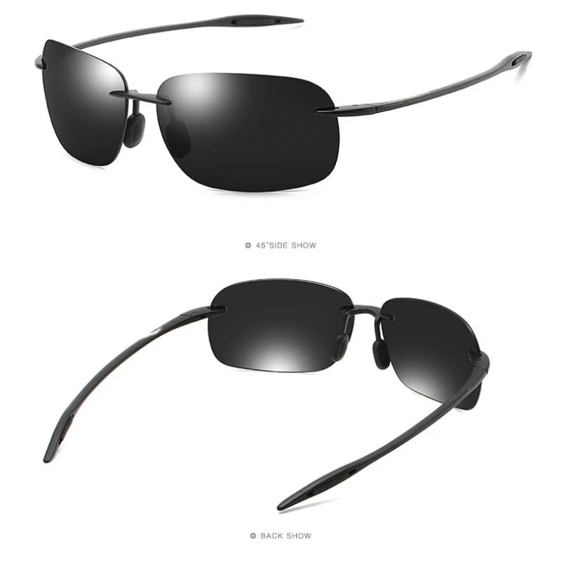 Lunettes de soleil polarisées ultra-légères TR90 sans monture colorées pour pêche et vacances UV400