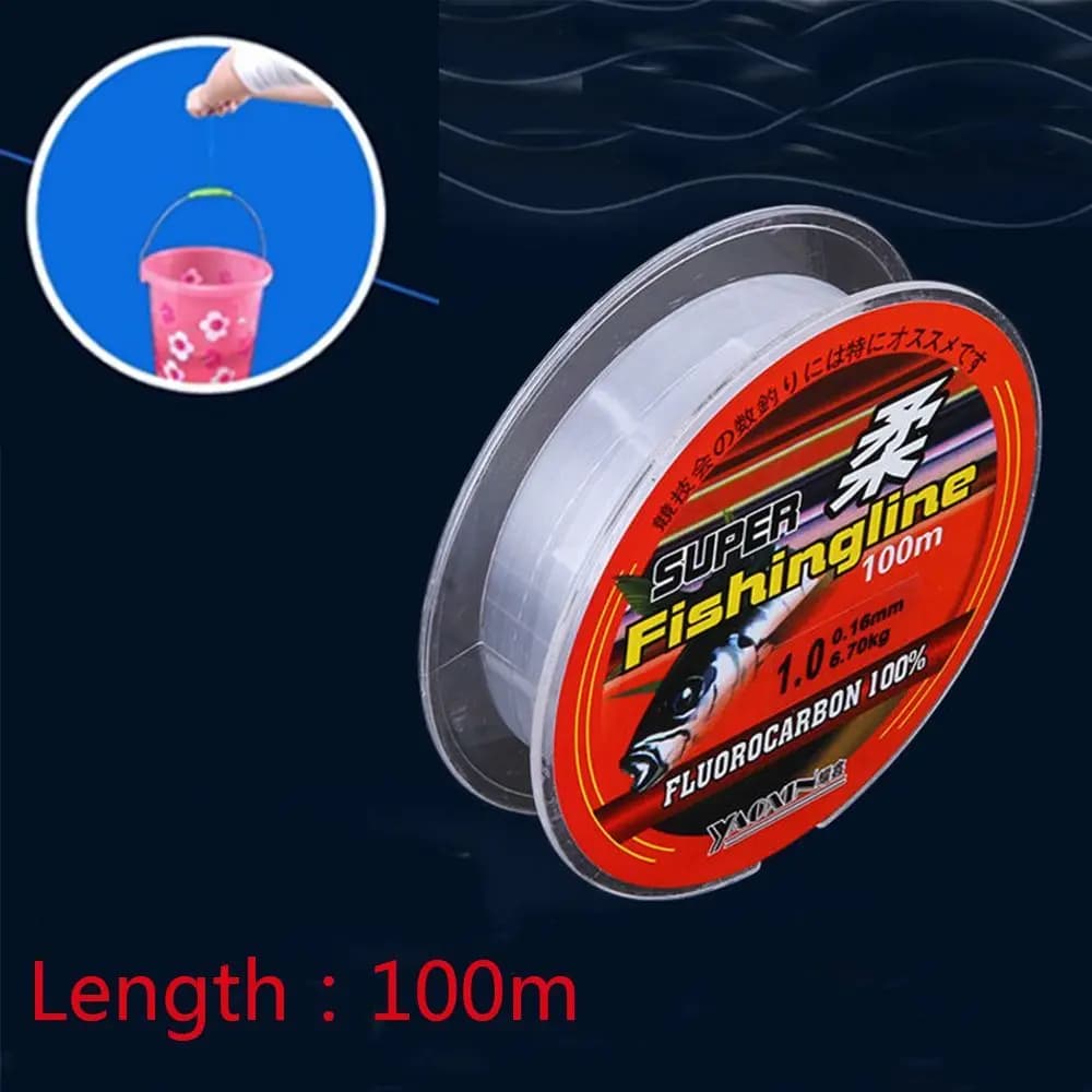 Ligne monofilament fluorocarbone 100% 100M super résistante - Diamètres 0.8 à 8.0 pour toutes pêches