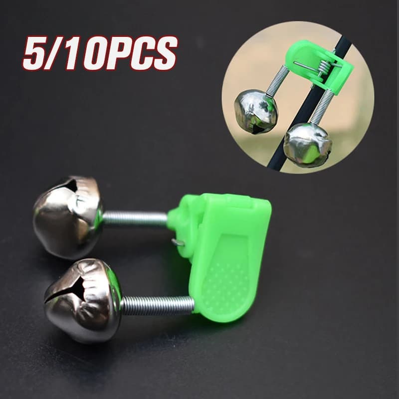 Lot de 5/10 alarmes de touche à clip pour canne à pêche en ABS vert - Indicateurs de morsure accessoire pêche