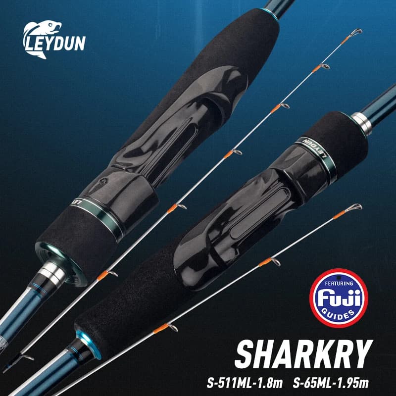 Canne pêche calmar LEYDUN SHARKRY boat tip run rod ML pointe solide, siège moulinet FUJI, spinning ultra-léger carbone