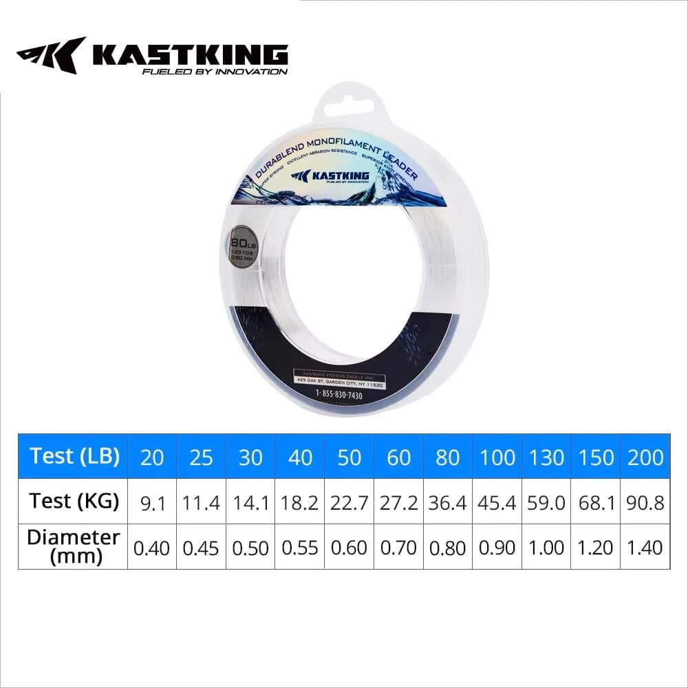 Fil nylon pêche bateau 110m 0.40-1.40mm 20-200LB super résistant KastKing - Ligne monofilament haute performance