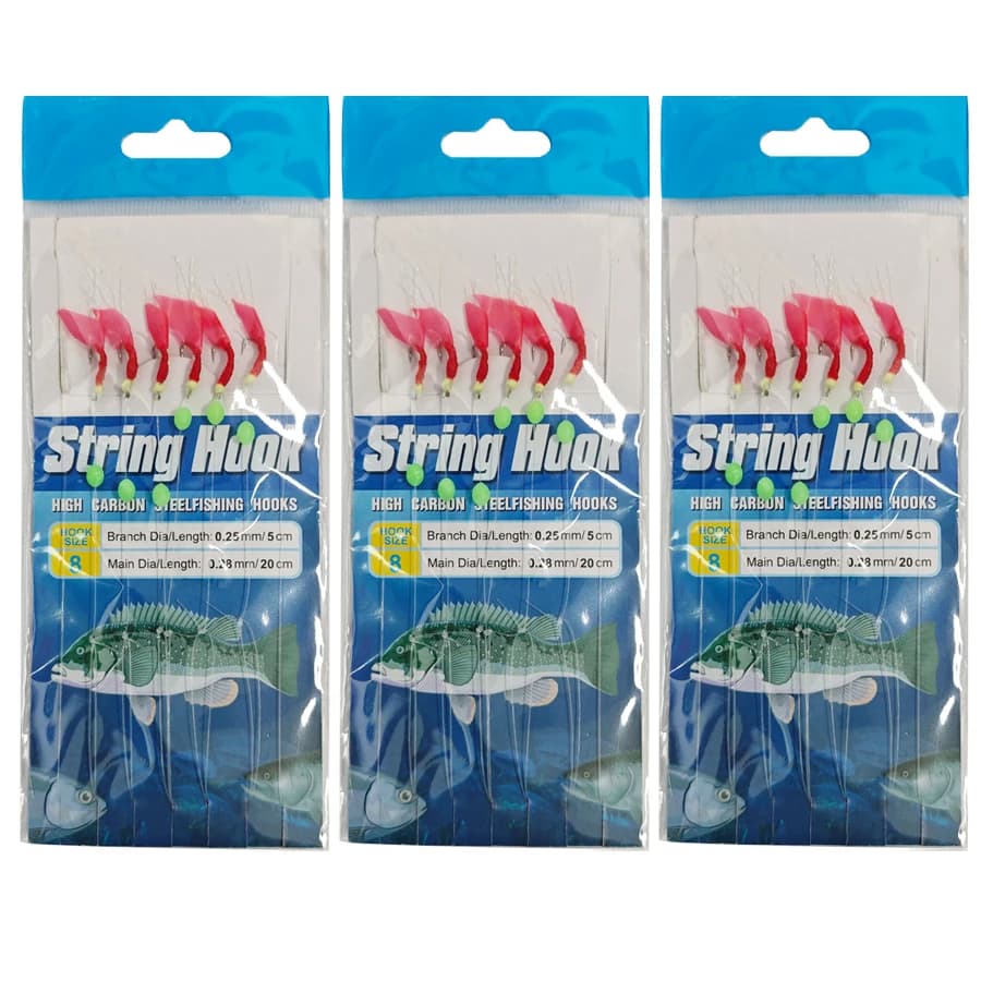 3 packs Sabiki rigs pêche mer 8-15# avec perles lumineuses - montages appâts vifs pour maquereau et poissons fourrage