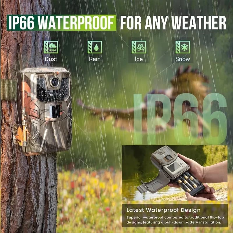 Caméra trail WiFi 4K 48MP Bluetooth vision nocturne 0.2s déclenchement angle large étanche