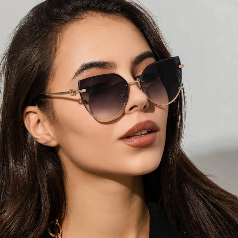 Lunettes de soleil vintage femme pêche sans monture anti-lumière protection UV400 pour randonnée
