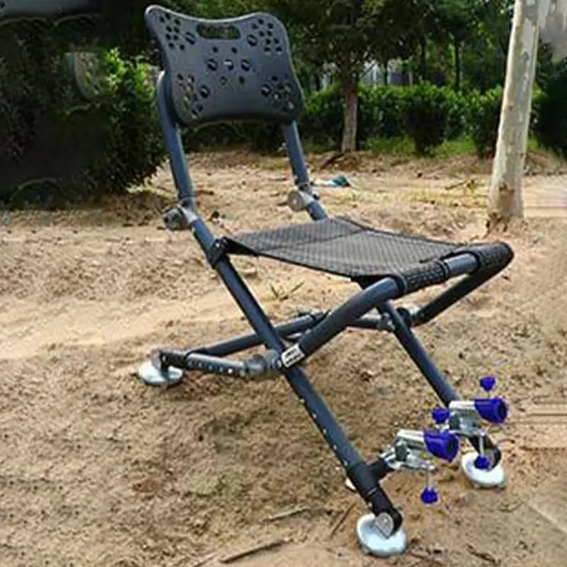 Chaise pêche pliante 4 pieds avec dossier réglable 180° aluminium pour camping confortable