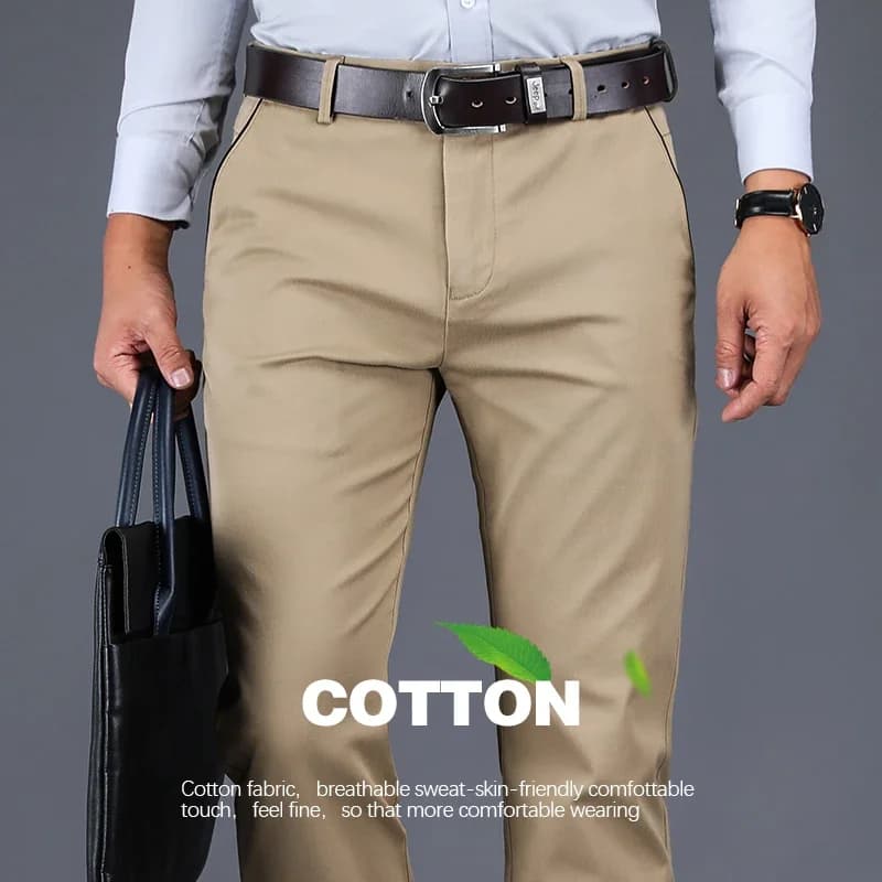 Pantalon droit décontracté 98% coton - Style classique 2024 pour pêche loisir confortable