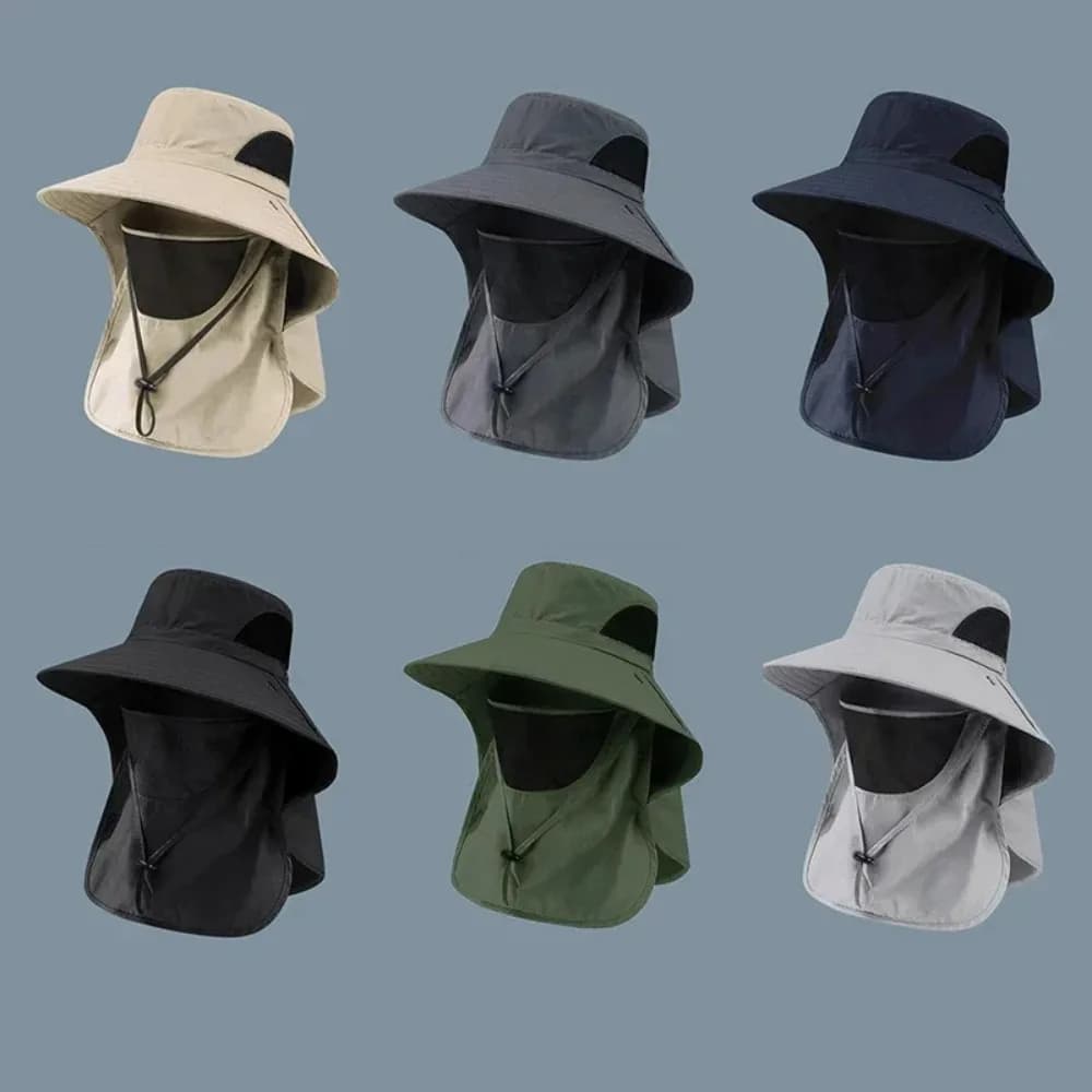 Chapeau été protection UV pêche chasse - Casquette visière rabat nuque homme femme randonnée