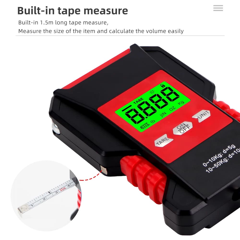 Balance suspendue digitale 50KG étanche avec règle - Pèse-personne voyage cuisine pêche alimentaire