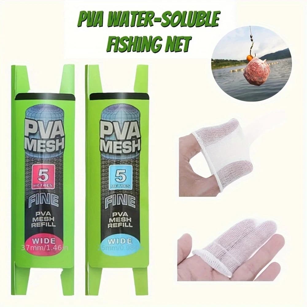 Filet PVA 5m soluble pour pêche carpe - Piège appât sac soluble 25mm/37mm - Outils pêche